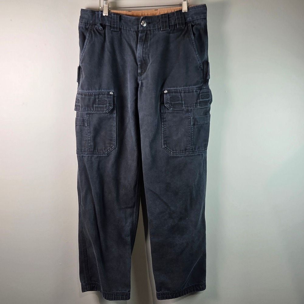 Duluth Trading Co Cargo Pants Mens 32x31 Black Good Fire Hose Workwear Canvas